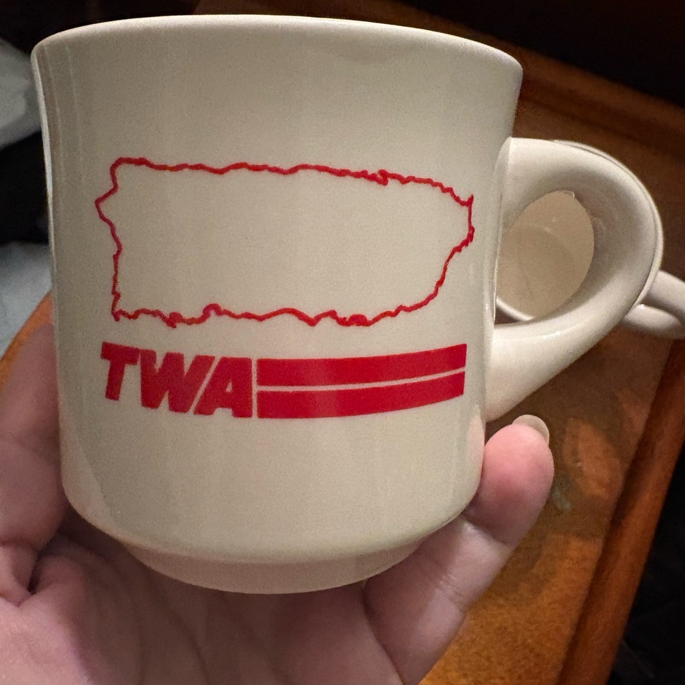 Cream Mug with Red Design